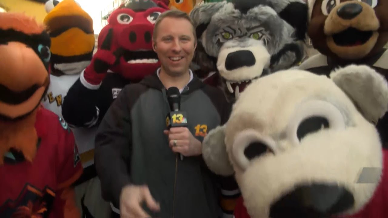 13 WREX's Derek Bayne talks day two of the AHL All-Star Game with help from the mascots, again!