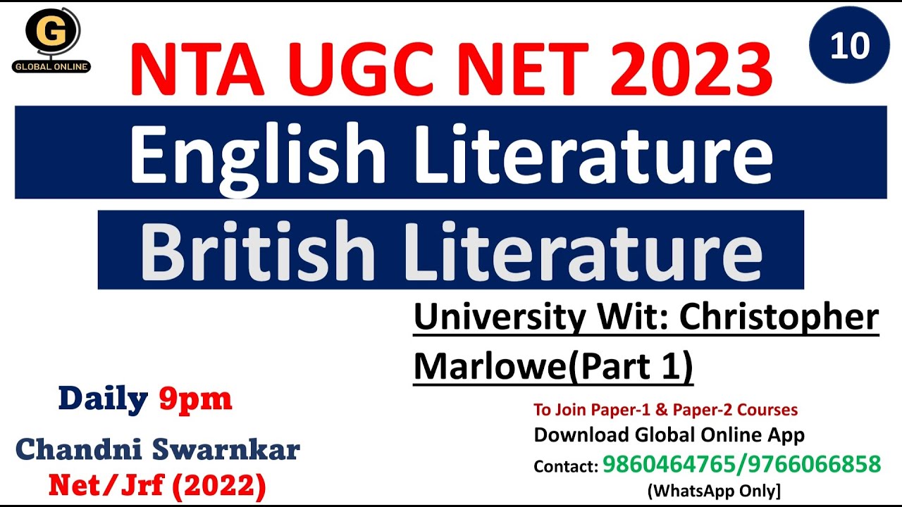Christopher Marlowe| University Wits| British Literature for UGC NET Exam| English Literature