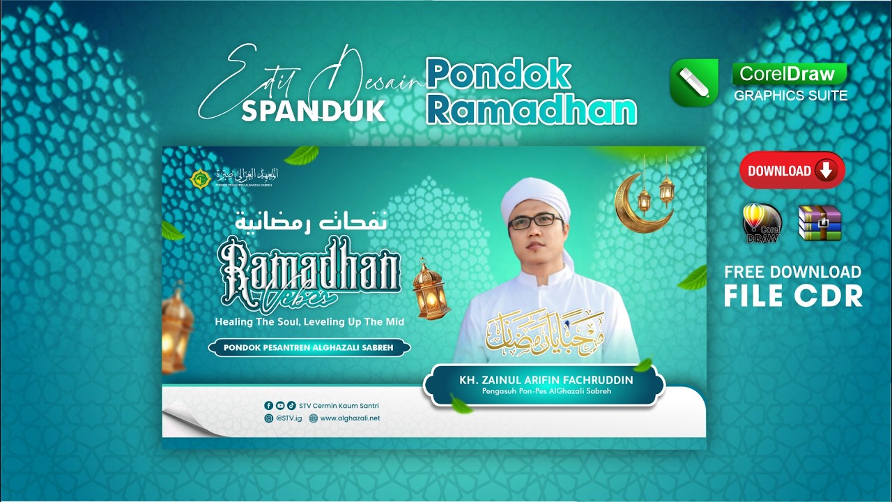 🔥 TAMPLATE SPANDUK COREL DRAW GRATIS | SPANDUK RAMADHAN VIBES / PONDOK RAMADHAN