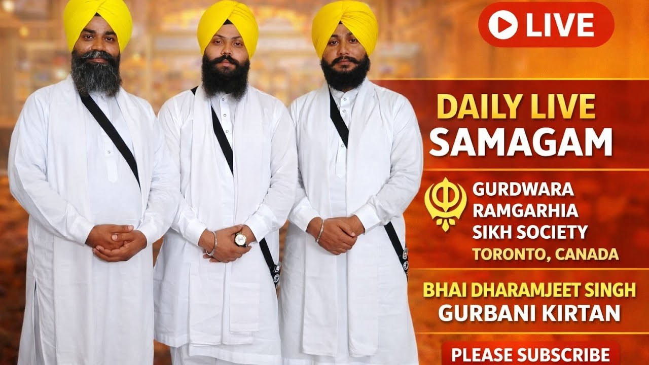 M diwan 10 march bhai dharamjeet singh gurbani kirtan is live Gurdwara ramgarhia sikh society canada