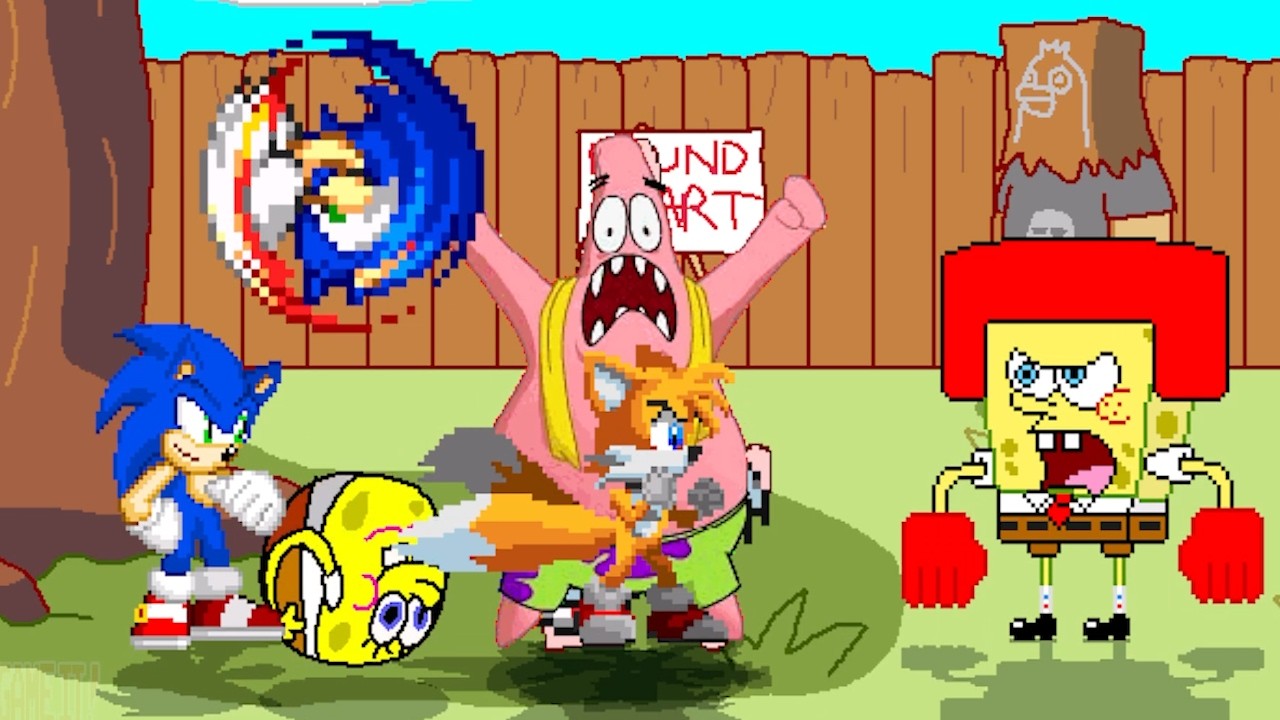 MUGEN RUMBLES! | TEAM DOUBLE SONIC & TAILS VS TEAM DOUBLE SPONGEBOB & PATRICK STAR | RACE TO 3 WINS