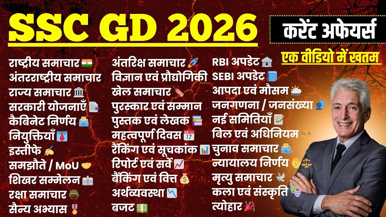 SSC GD Current Affairs 2026 || Complete Current Affairs Class, #sscgdcurrentafairs SSC GD Classes 