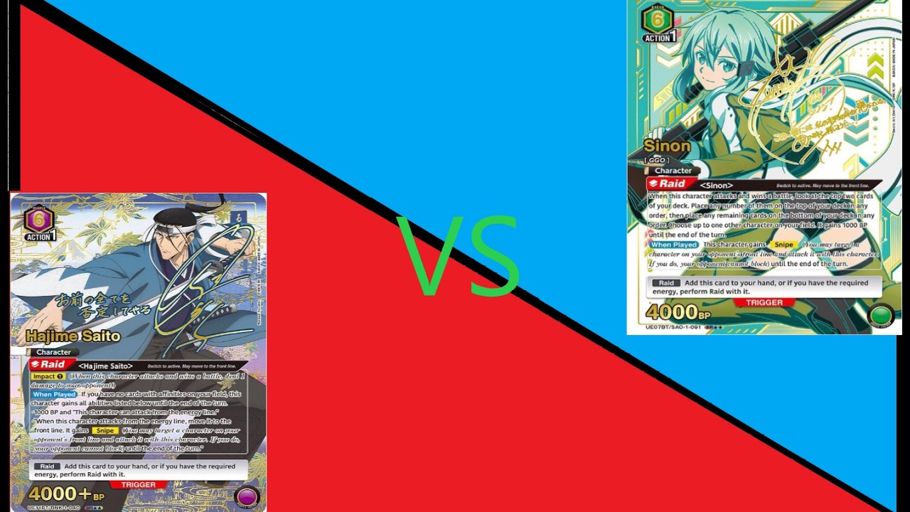 Union Arena Rare Battle 02/19 Finals Purple Kenshin (Hajime) vs Green SAO (Sinon)
