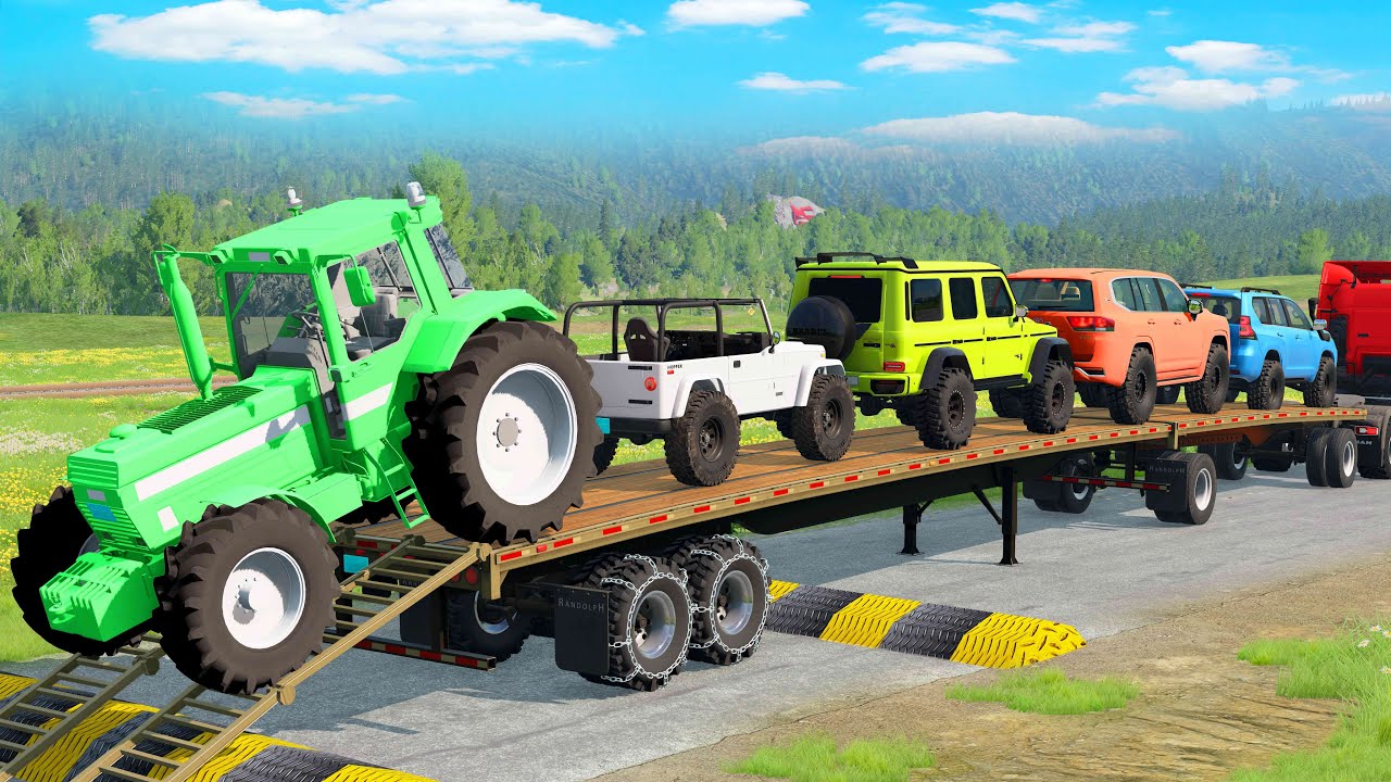 Flatbed Truck McQueen | Transportation with Truck - Pothole vs Car #26 | BeamNG.Drive Gameplay
