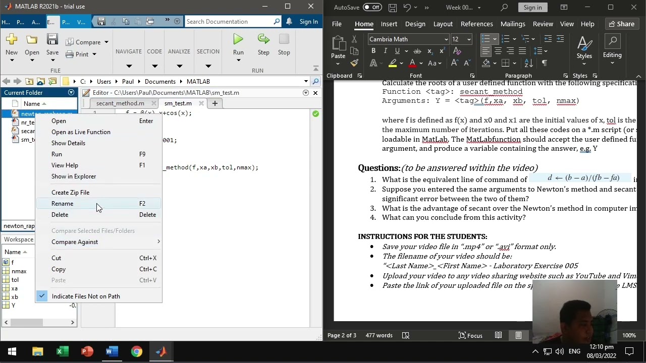 Secant Method implementation using MATLAB | Numerical Methods