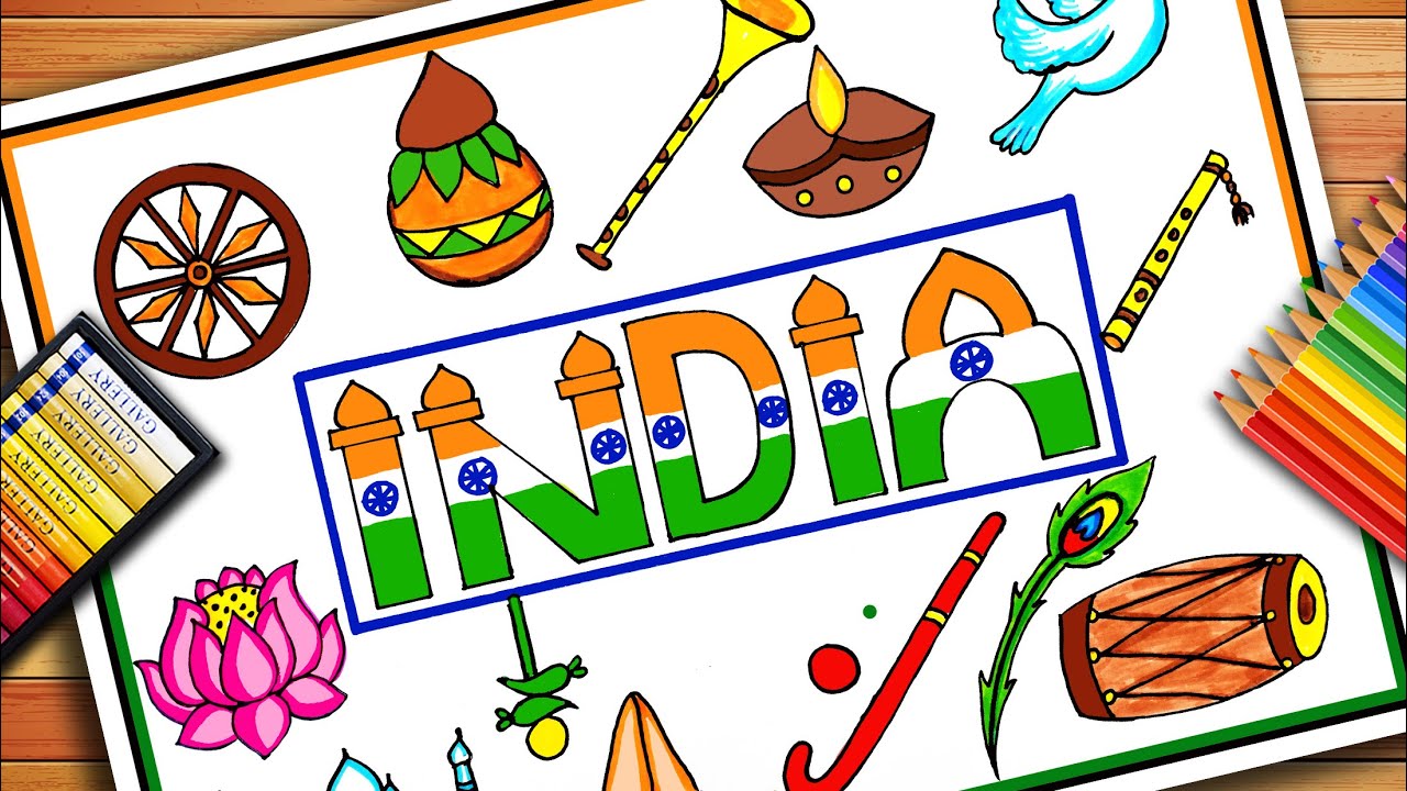 India The Land of Culture Drawing | Cultural Diversity of India Drawing | Cultural Diversity Drawing