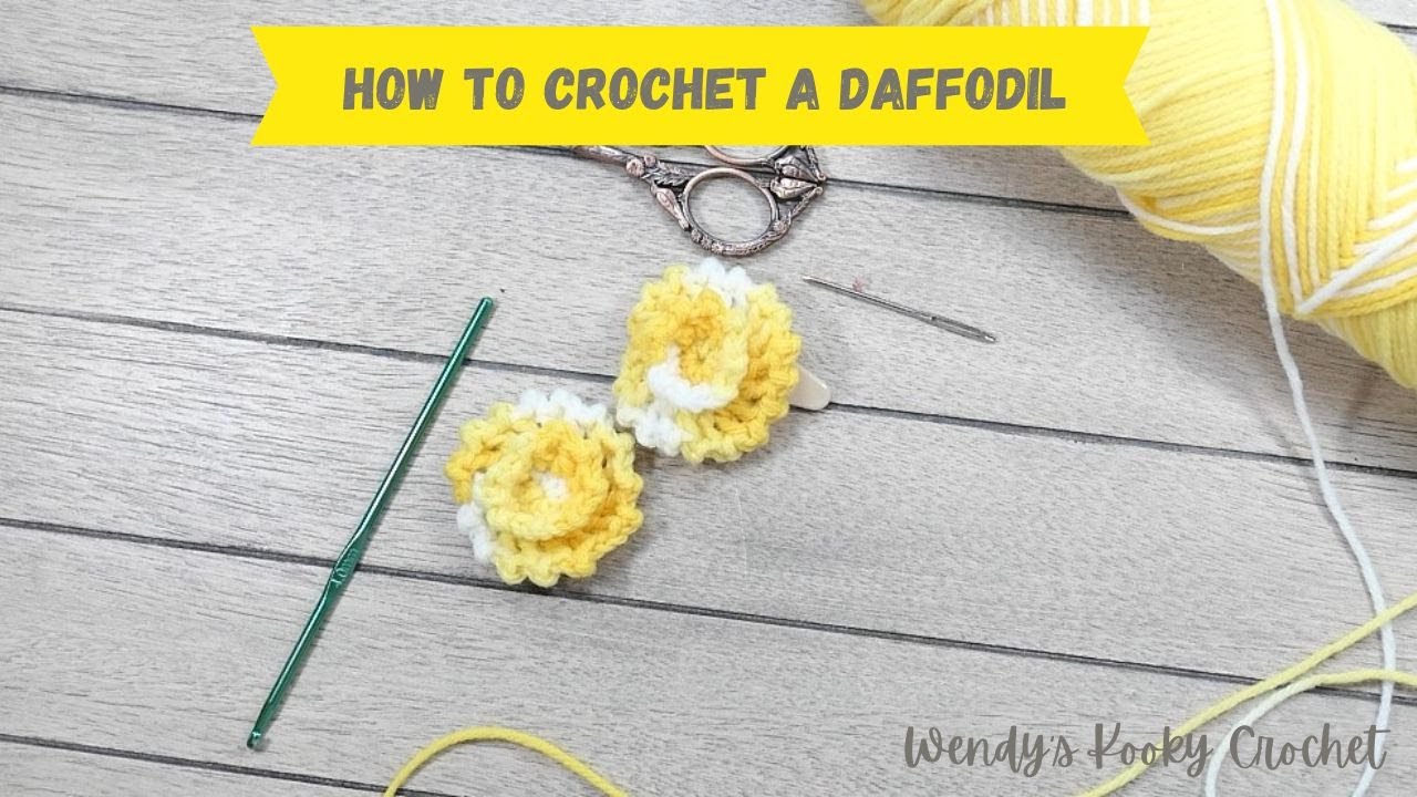 How To Crochet A Daffodil, great for applique or hair clasp!