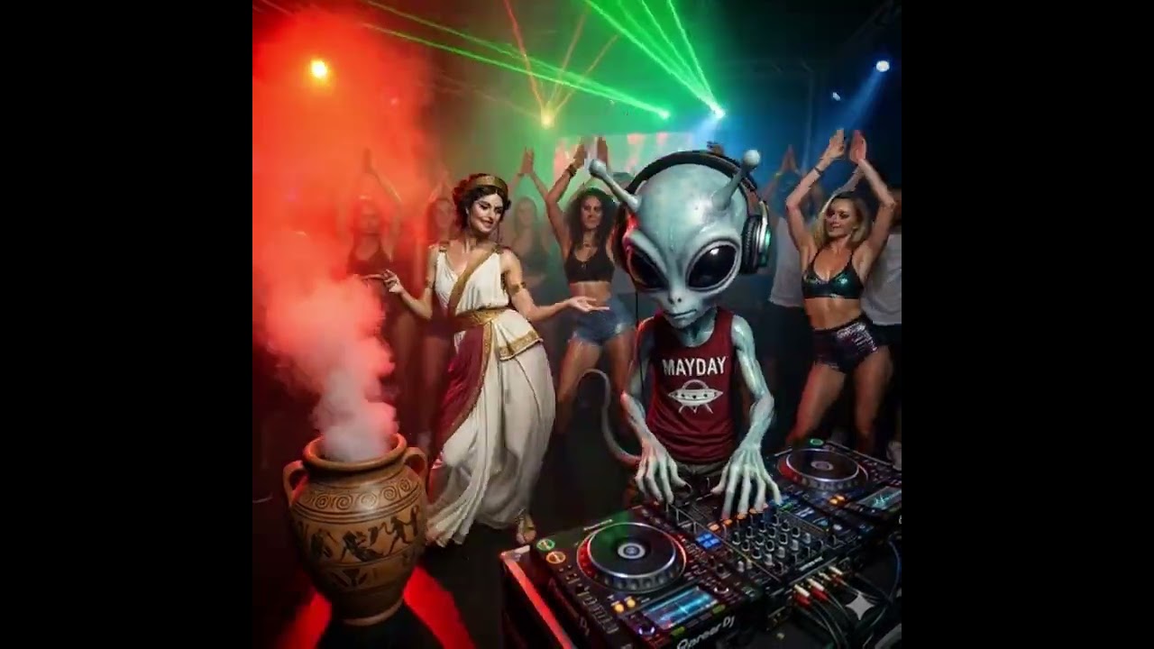 Ancient Gods party to techno music #alien #ufoキャッチャー  #techno