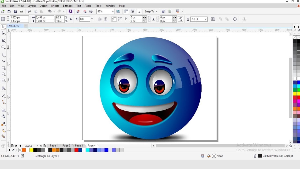 Coreldraw tutorial, graphics design, 3D emoji graphics design, logo design