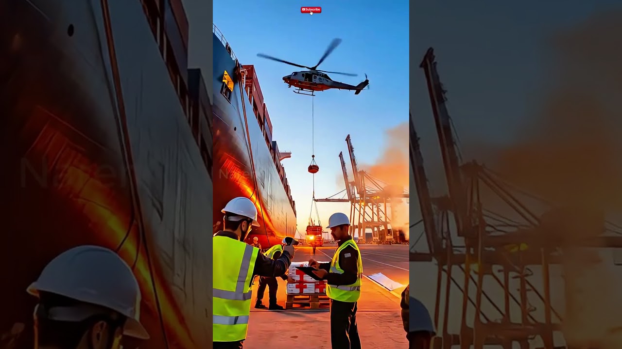 Massive scale aid delivery operations: Helicopter #Humanitarian #Logistics #AidDrop #fyp #shorts