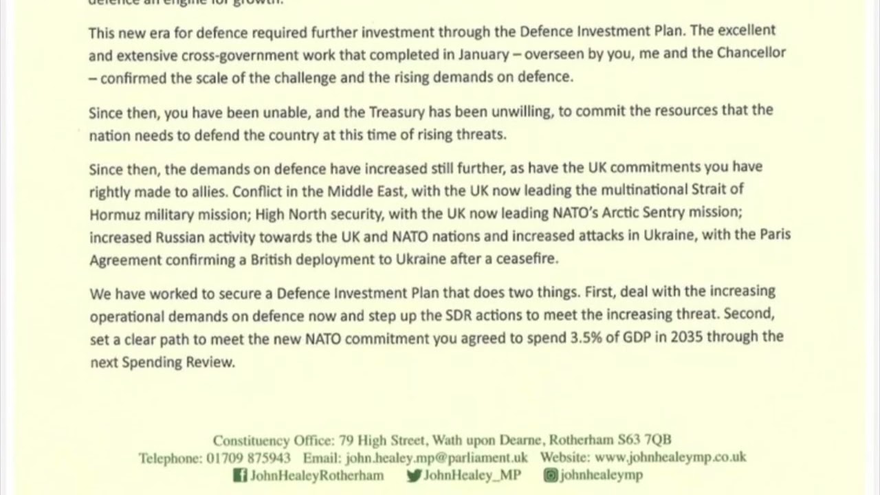 Заявление об отставке министра обороны Джона Хили с немедленным вступлением в силу 11.06.2026