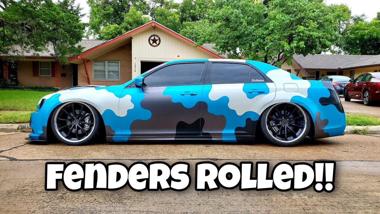 Fenders Rolled to fit 22x10.5 with Air Ride on my 2013 300 SRT8 | Vlog
