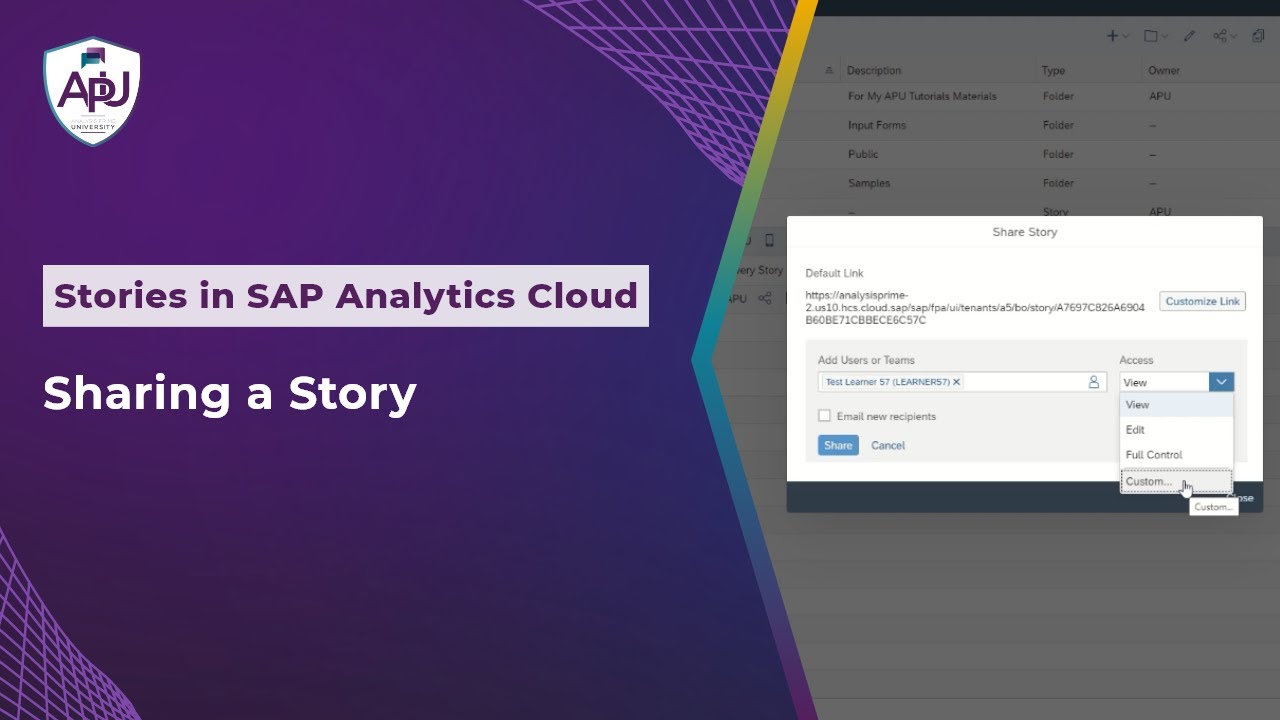 Sharing a Story in SAP Analytics Cloud