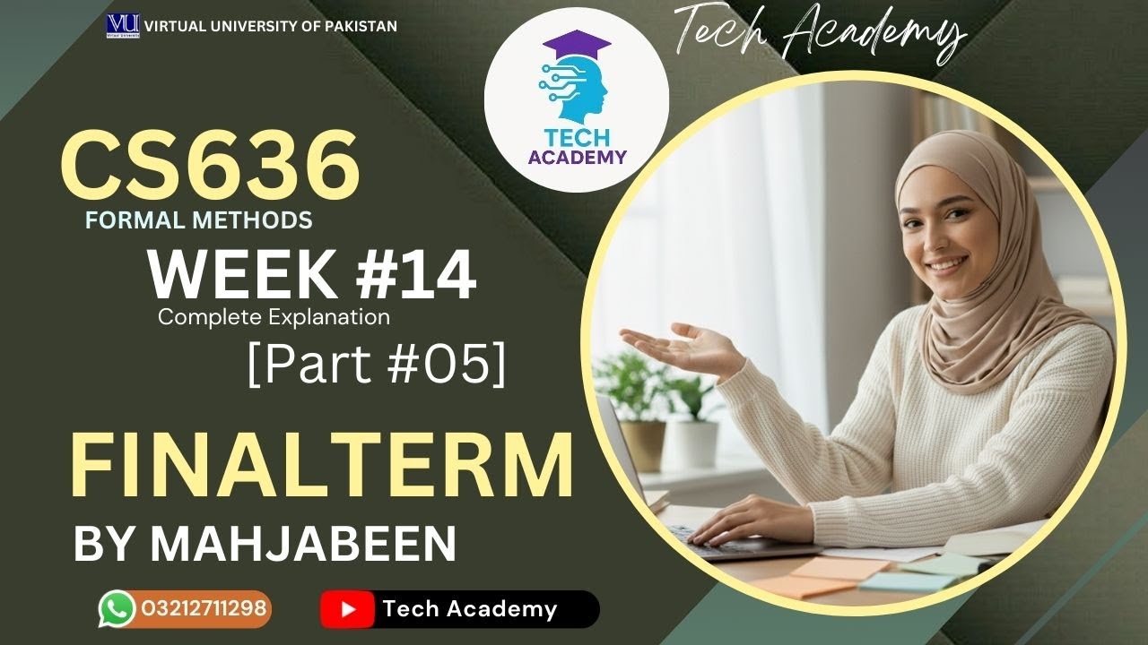 CS636 Formal Methods | FINALTERM | WEEK 14 | PART 5| Easy & Correct| Lecture 14 | VU | By Mah Jabeen