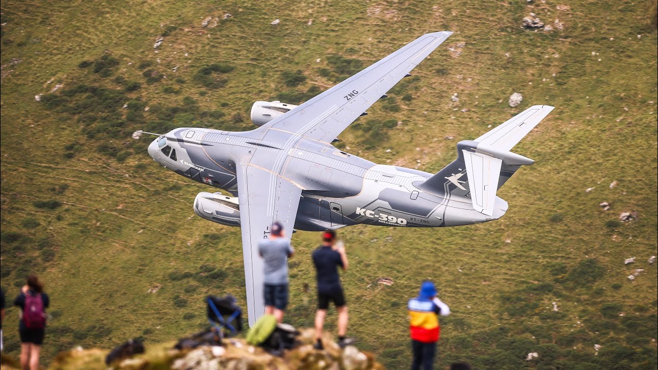 EMBRAER KC-390 MAKES ITS MAJESTIC FIRST LOW FLIGHT IN THE MACH LOOP 