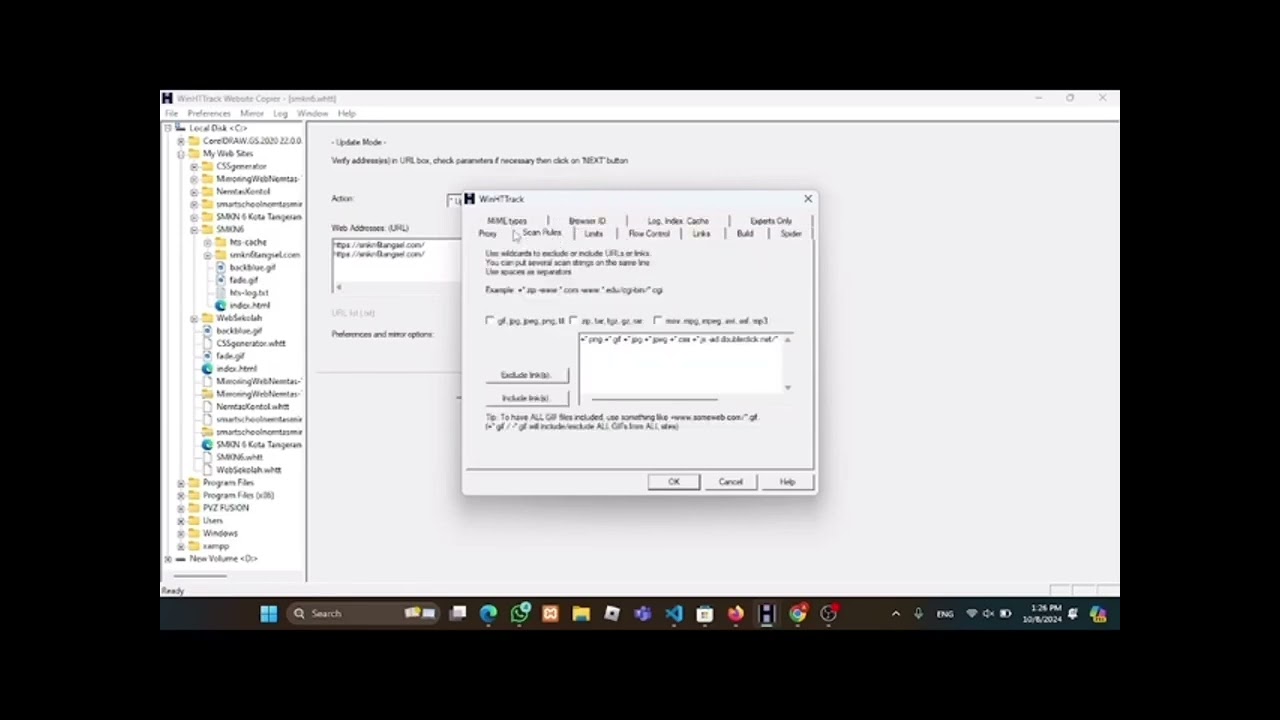 how to copy website using HTTrack