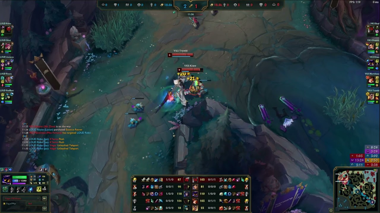 LTA South Split 2 2025 Round 3 LOUD vs VKS Game 1 (VKS Kisee Veigar Mid POV)