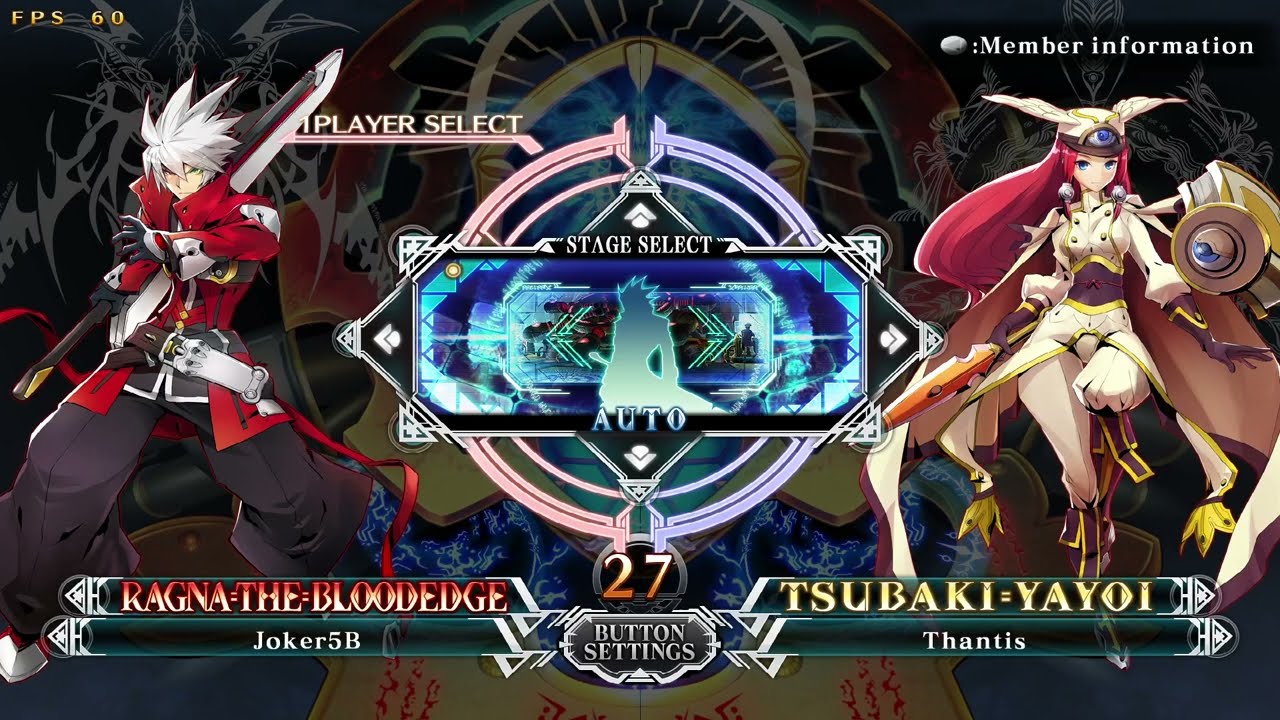 Blazblue Central Fiction: RVAJoker (Ragna) vs Thantis (Tsubaki)
