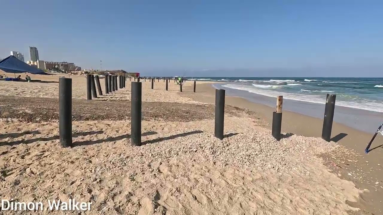 Olga beach in the city of Hadera 4K