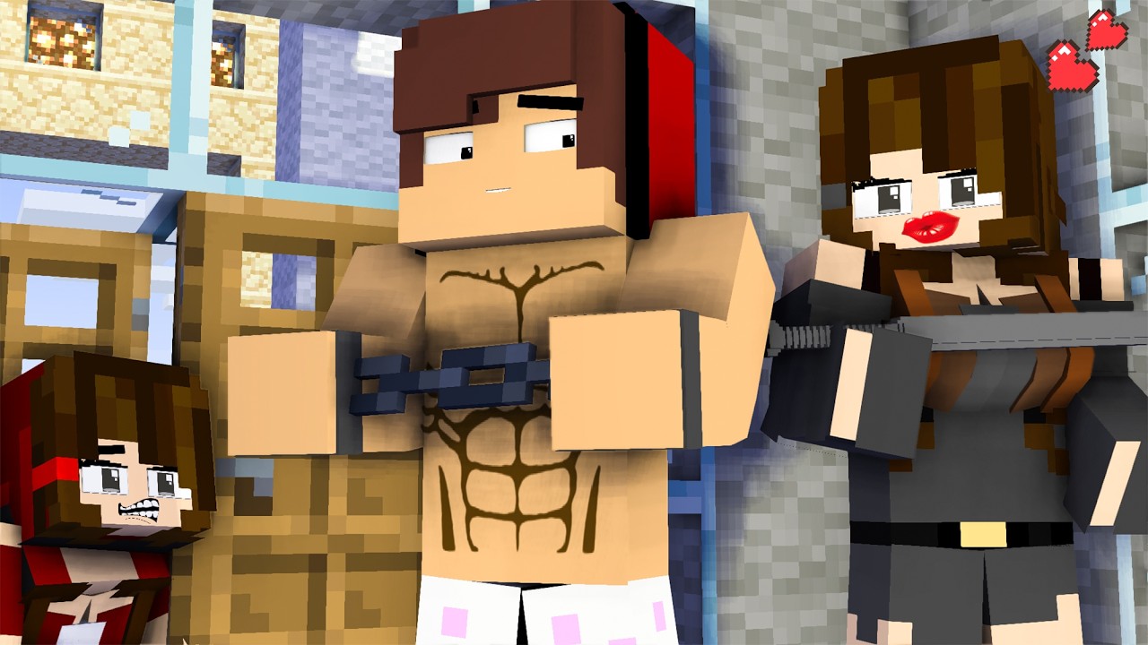 JJ Was Left Alone with the Girls and Lucky Blocks in a One Block World – Minecraft Animation