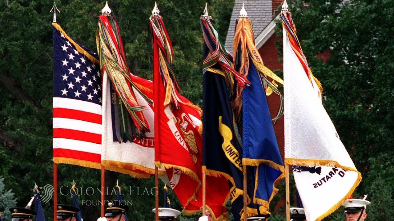 The Order of US Military Flags in a Presentation