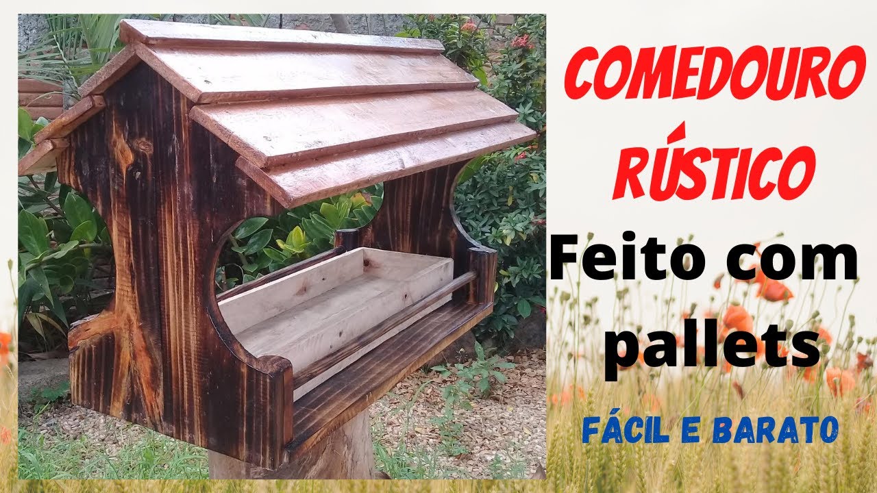 Comedouro para passarinho  de pallets como fazer.