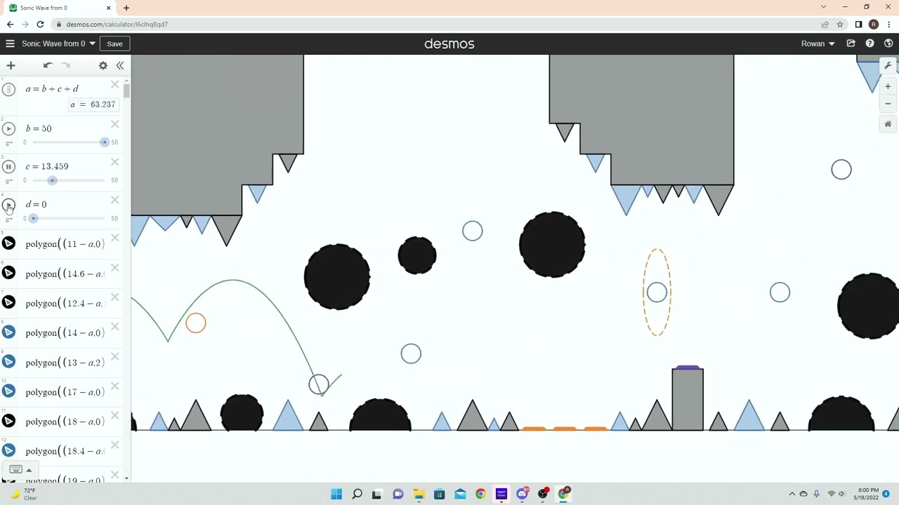 I Made Sonic Wave In Desmos Graphing Calculator