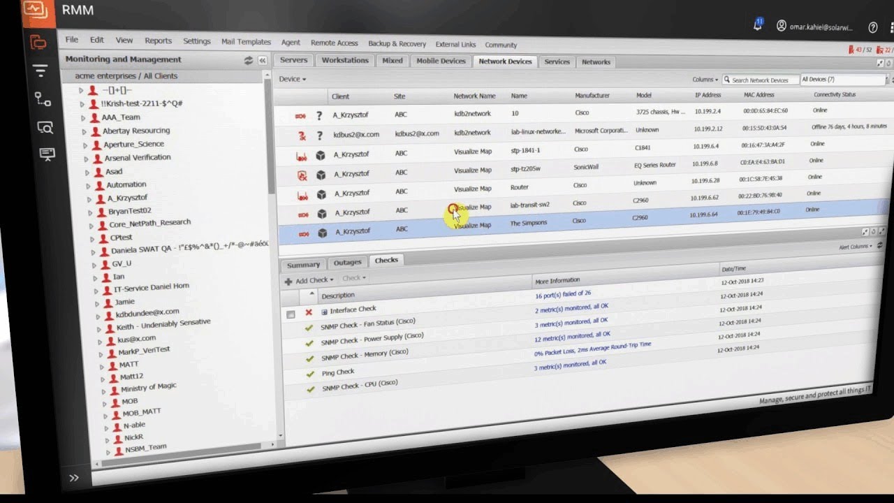 Get clearer visibility into network devices with SolarWinds RMM