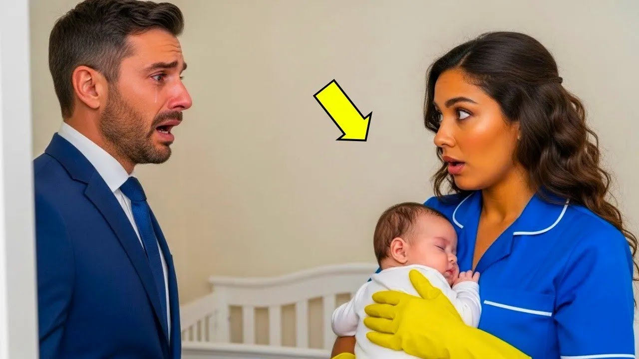 BEBÊ CHORAVA SEM PARAR… A FAXINEIRA O ACALMOU COMO MÃE E O MILIONÁRIO FICOU EM CHOQUE!
