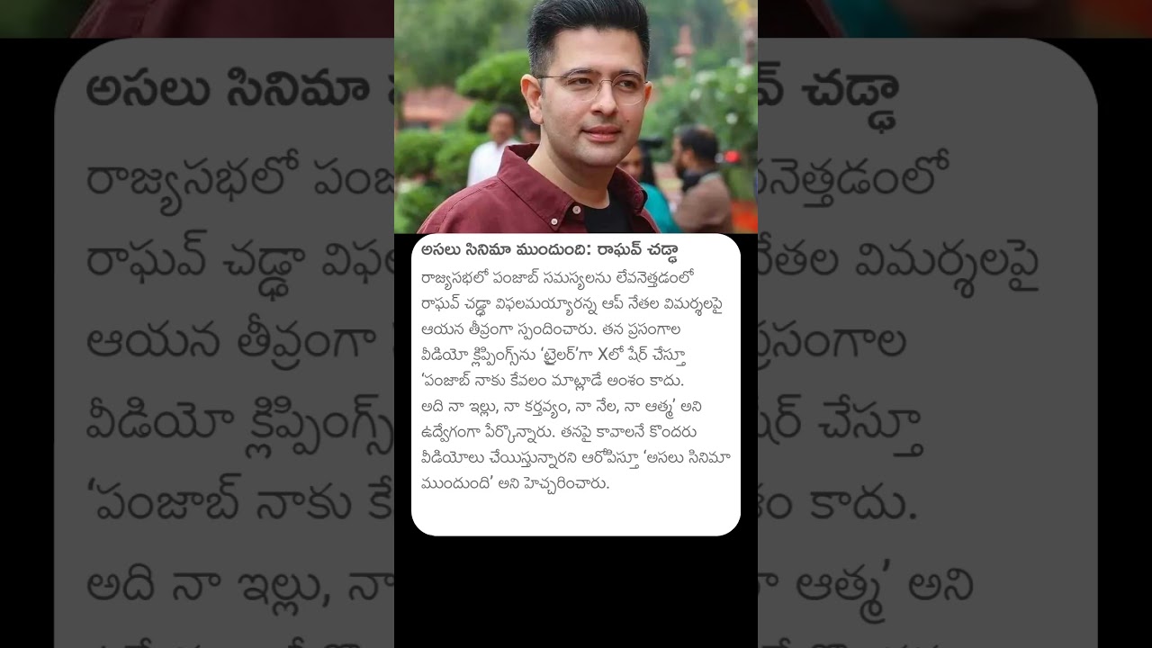 అసలు సినిమా ముందుంది: రాఘవ్ చడ్డా #raghavchadha #aapparty #aap #india #bjp #punjab #politics #mp