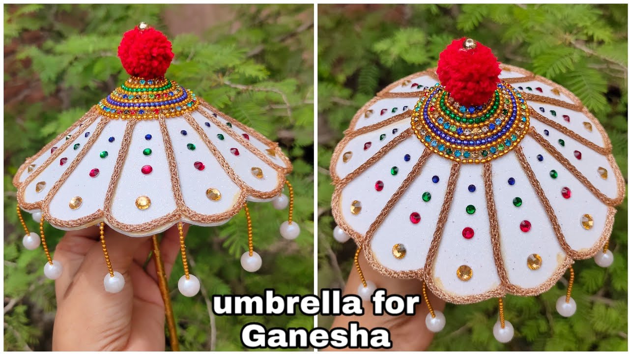 How to make umbrella for Ganesha. DIY ganesh umbrella. Easy umbrella for Ganesh chaturthi.