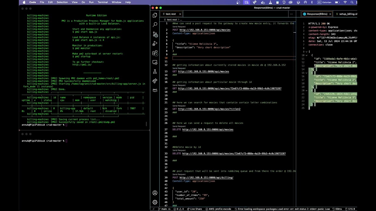 crudmaster microservice application (vagrant, nodejs, rabbitmq, postgresql)