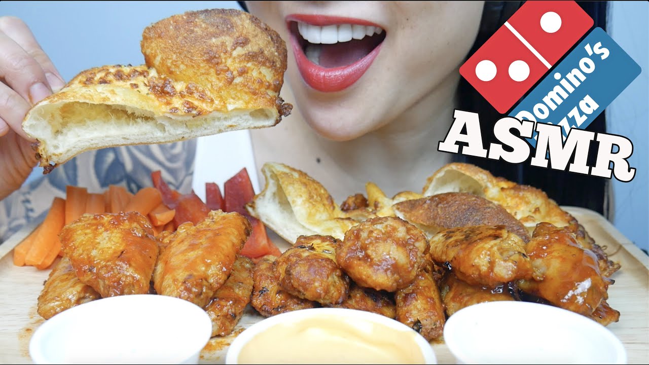 ASMR Domino's *HONEY GARLIC + BBQ + MANGO HABANERO HOT WINGS (EATING SOUNDS) NO TALKING | SAS-ASMR