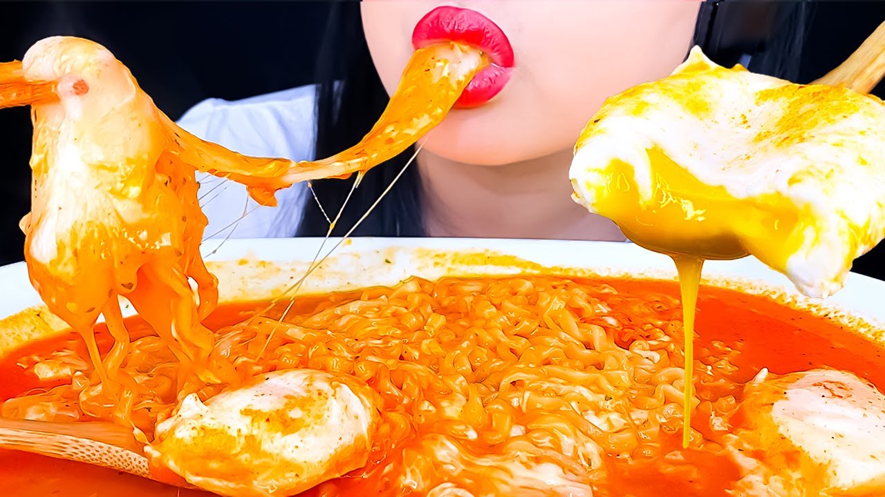 ASMR CHEESY FIRE NOODLES & SOFT BOIL EGGS MUKBANG (SOFT EATING SOUNDS) EATING SHOW | ASMR Phan