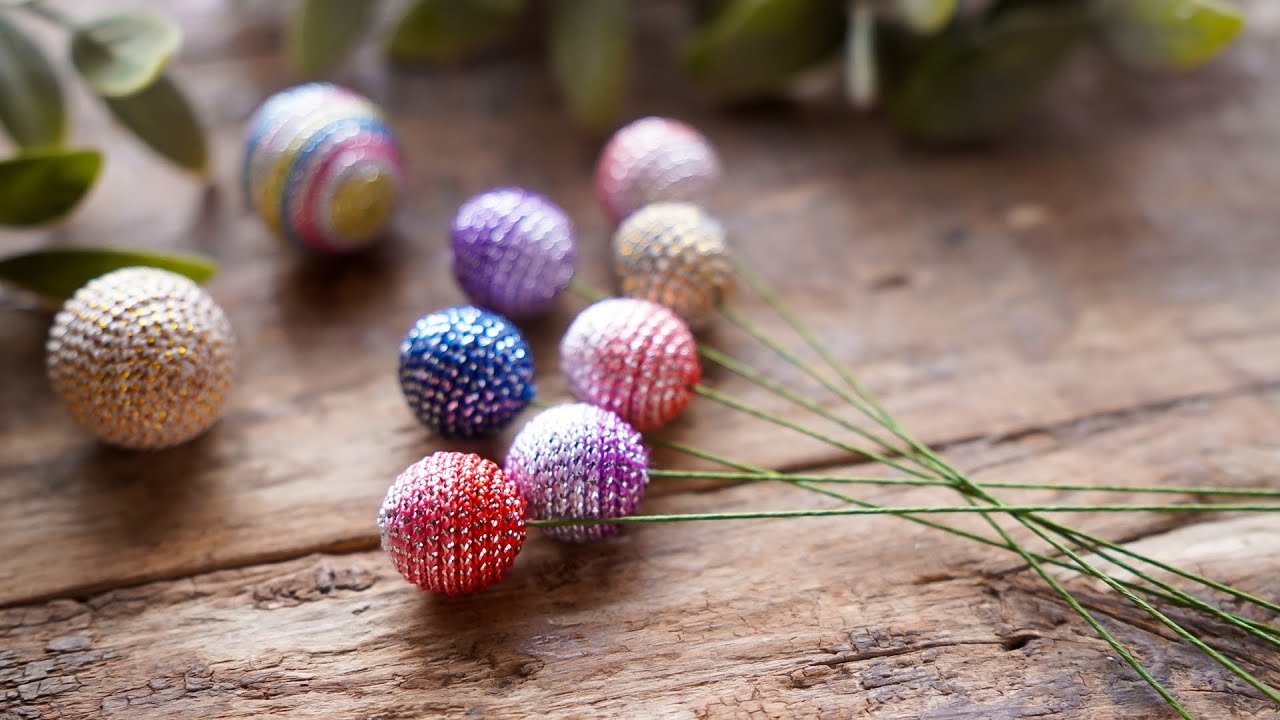 【簡単DIY】メタリックヤーンで【飾り玉】【玉さがり】【クリスマスオーナメント】　作り方　ハンドメイド