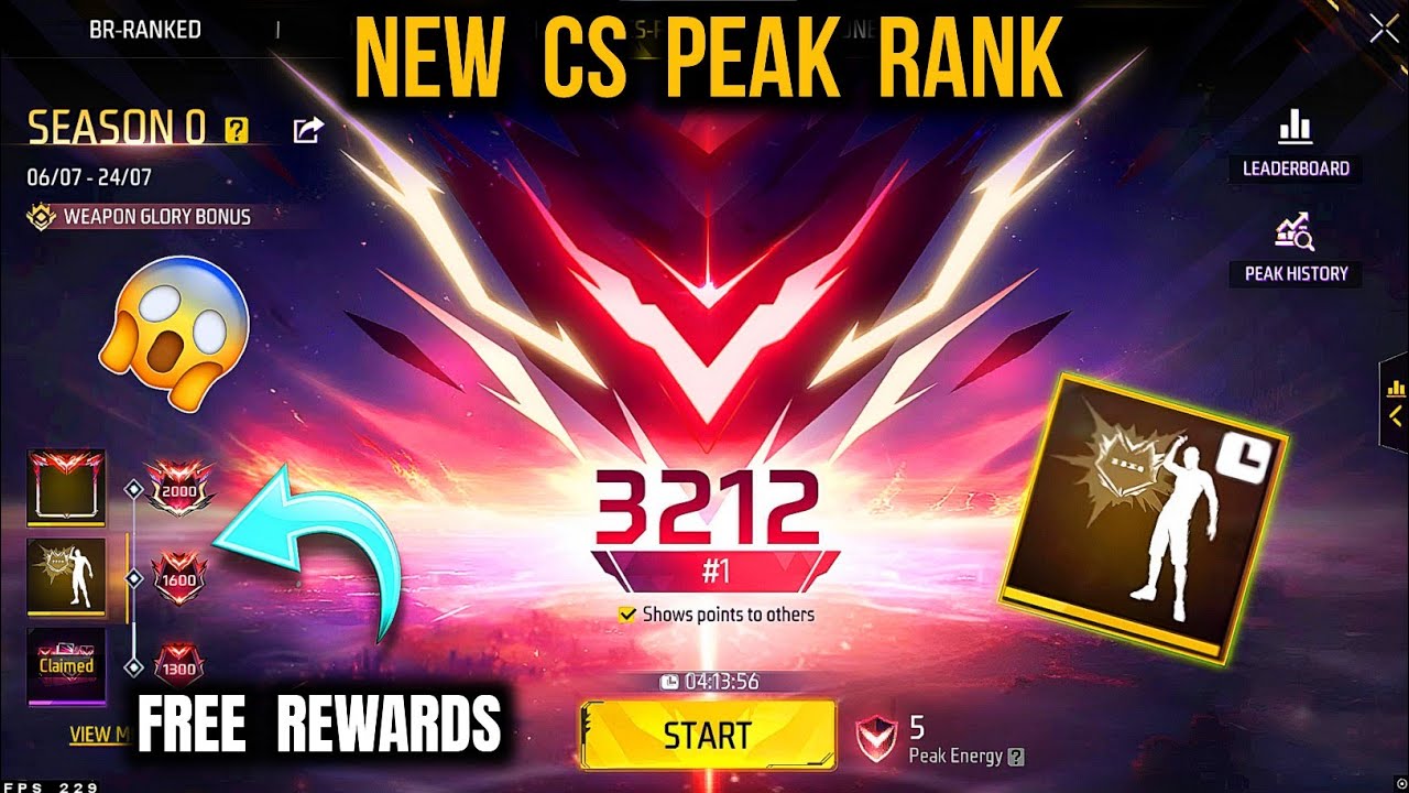 New CS Peak Rank | Free Fire CS Peak Rewards | Peak Points Emote | CS Peak New Update