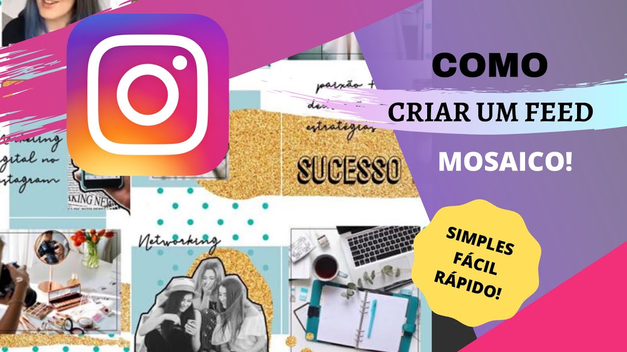 Como criar um feed Mosaico  - No Canva e no Celular! [ Fácil ]