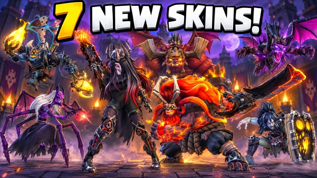 Best Halloween Set Ever?! All 7 New October Hero Skins Showcase & Gameplay | Clash of Clans #coc
