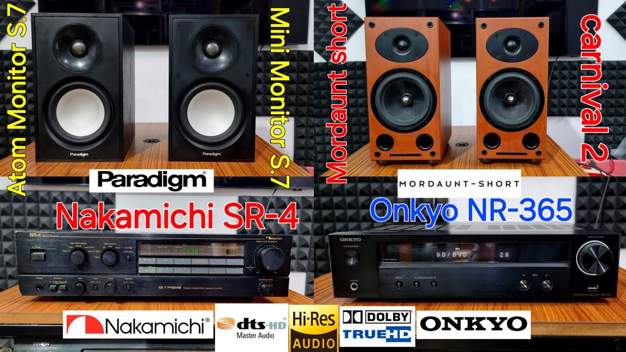 Nakamichi SR-4 Onkyo NR365 Paradigm Monitor S7 & Mordaunt-Short Carnival 2 Bookshelf Speaker