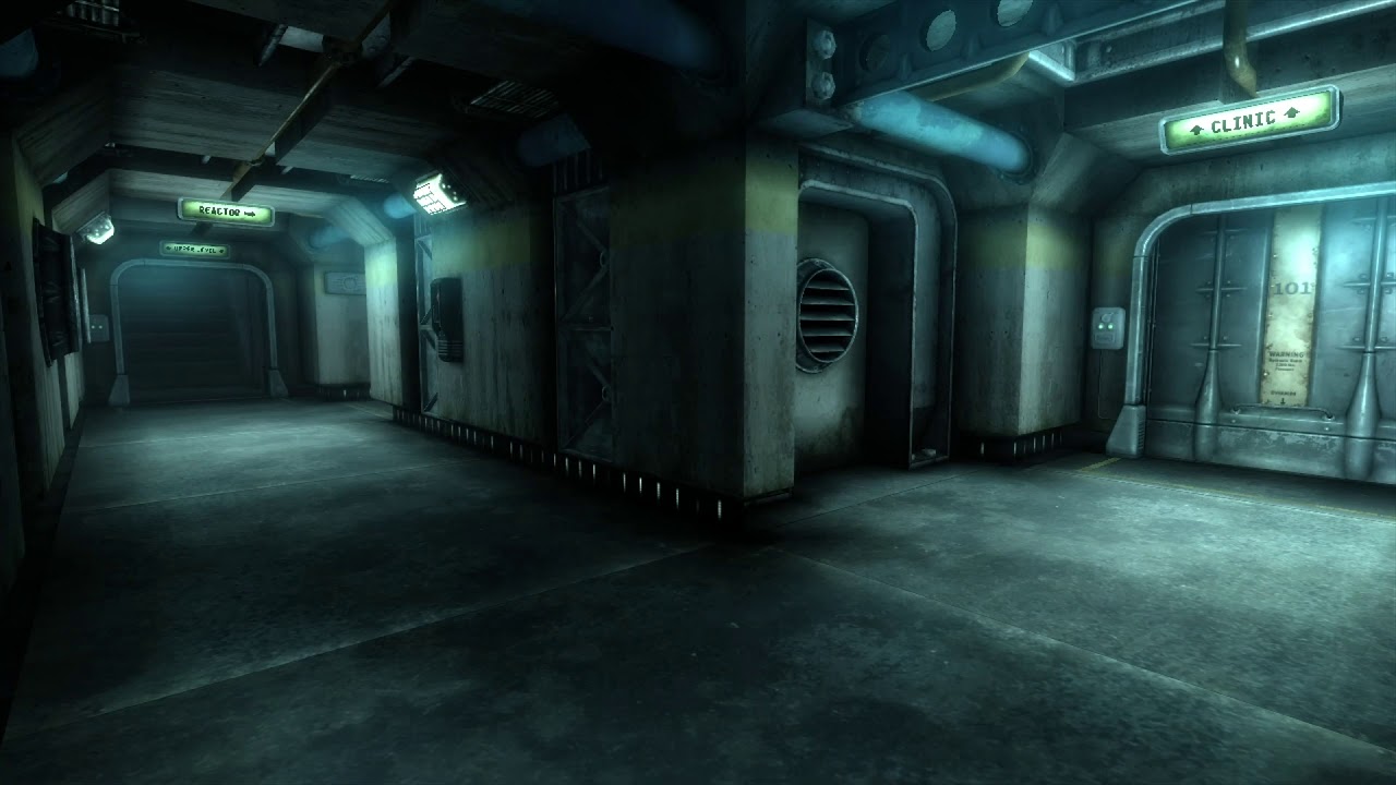 Fallout 3 - Vault 101 Radio Ambiance (music, announcements, white noise, footsteps)