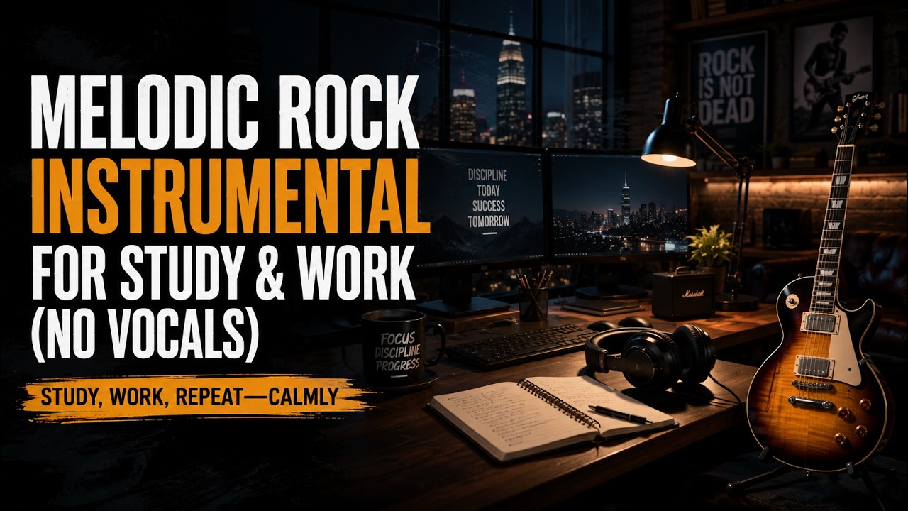 Melodic Rock Instrumental for Study & Work (No Vocals) | Study, Work, Repeat—Calmly