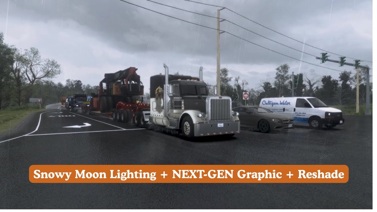 ATS 1.57.x | Peterbilt 389 | Snowy Moon Lighting + NEXT-GEN Graphic + Reshade | Moza R5
