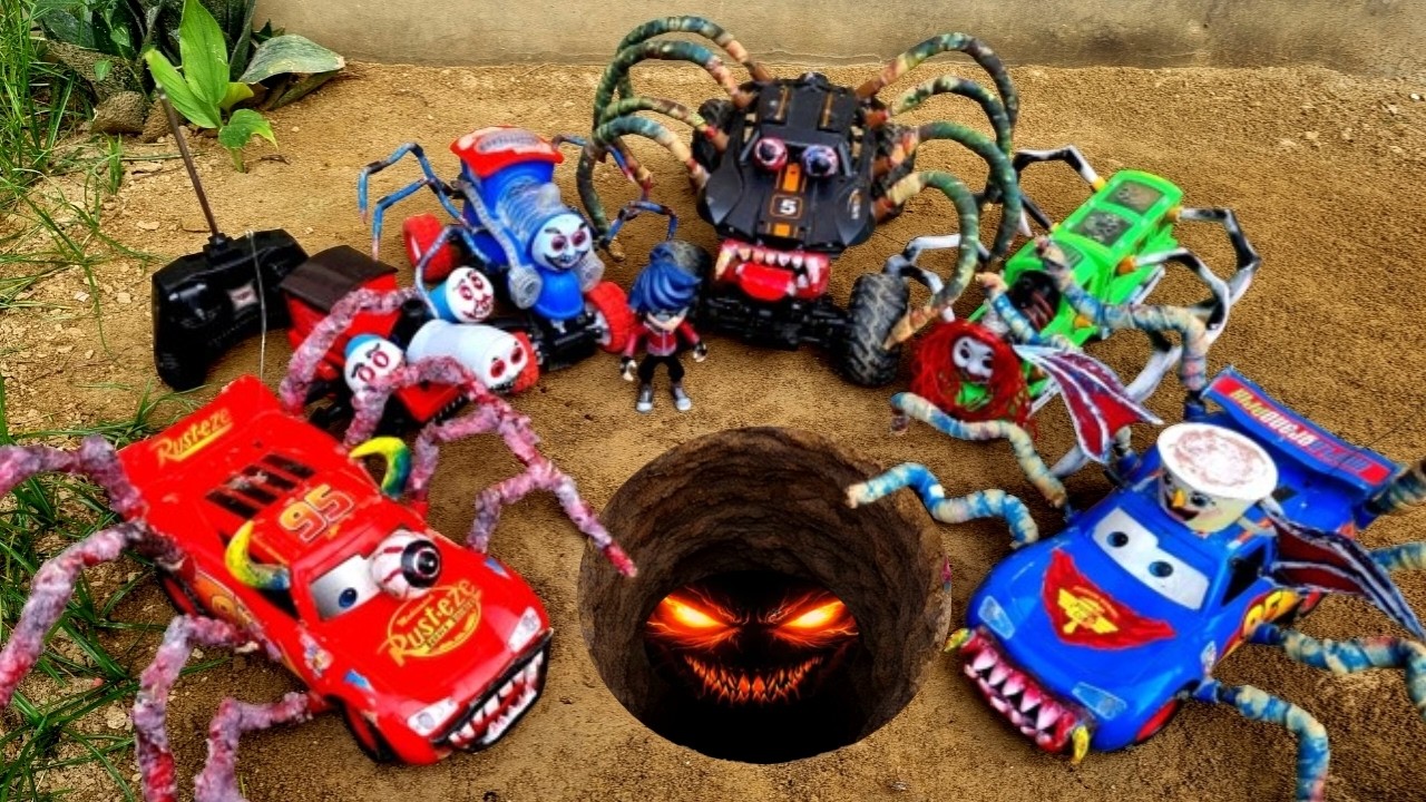 Bermain Kereta Api Hantu Laba-Laba, Thomas and the Friends Mobil Laba-Laba Monster, Mobil Hantu