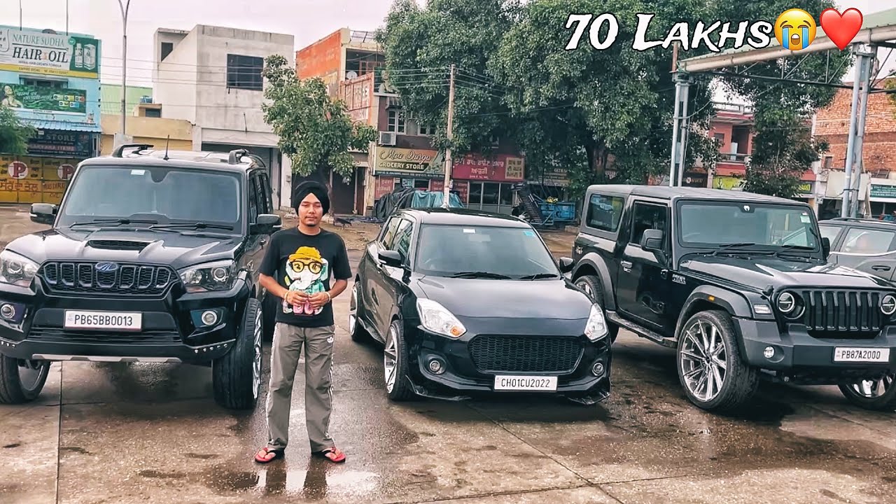 SAHIB RATAN BLACK MAFIA CAR COLLECTION😍😱 - 70 Lakhs | Scorpio 26 inch, Swift 20inch, Thar 26 inch