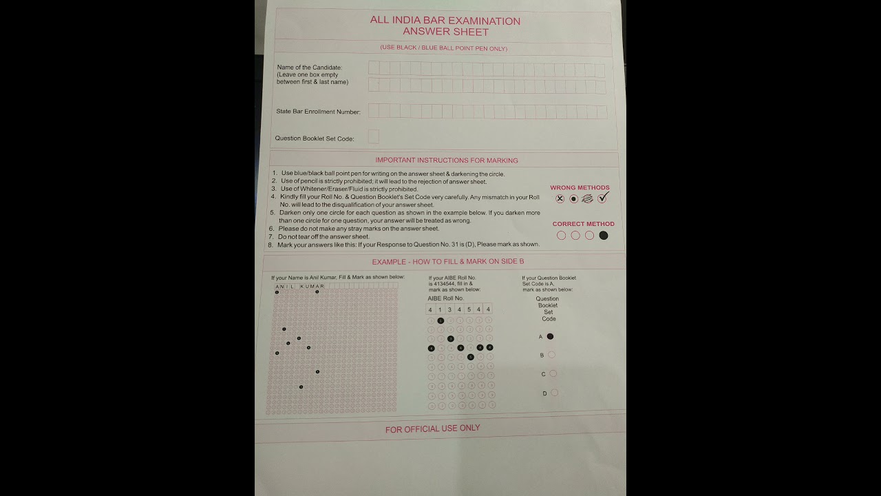 OMR Sheet|AIBE|#ShortsAIBE