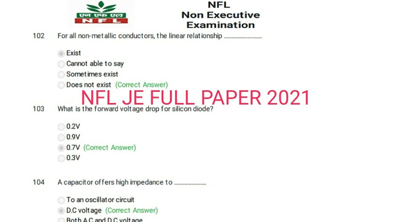 NFL JE FULL PAPER 2021 ! NFL JE ELECTRICAL PAPER 2022 !