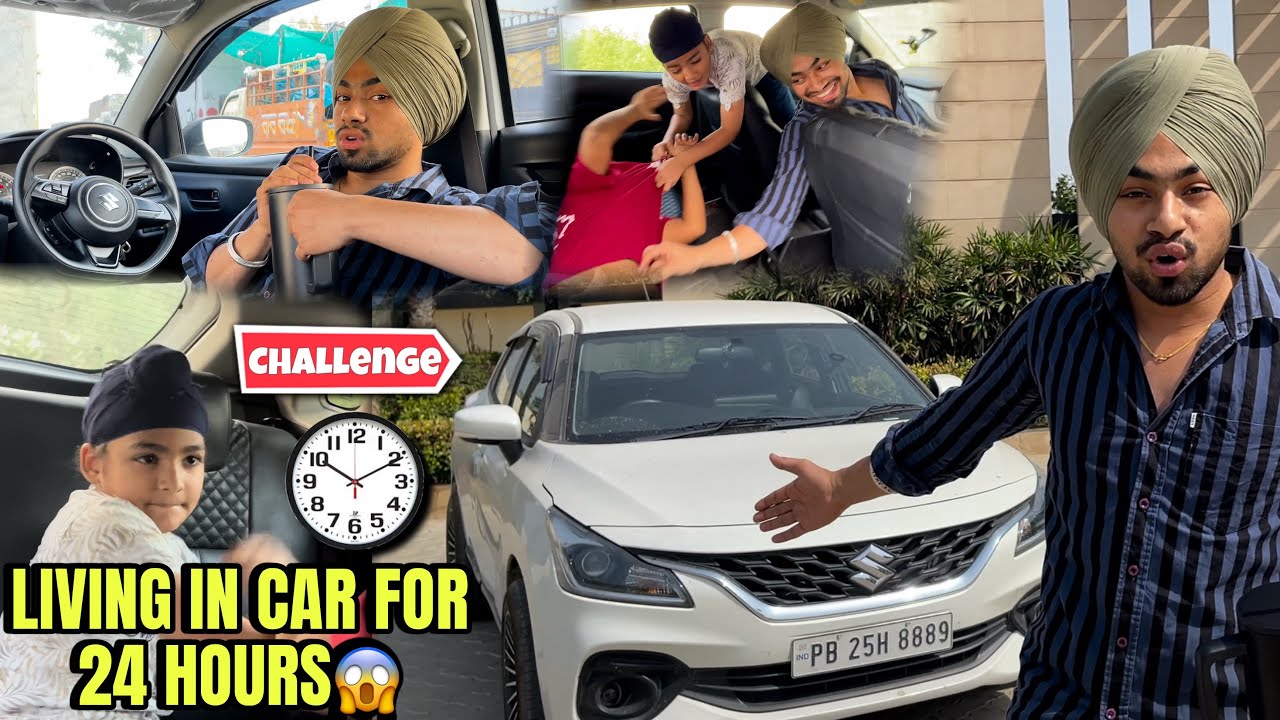 LIVING IN CAR FOR 24 HOURS CHALLENGE😱KON JITEYA ?😍BATHROOM KIVE KITA😹BHUKHE RHE😭