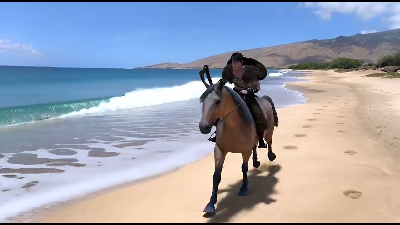 Me Riding viking On Shore Make in Daz3d And Image Grok