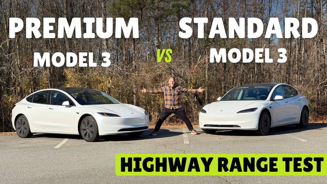 Тест запаса хода Tesla Model 3 Standard и Premium на трассе со скоростью 70 миль в час!