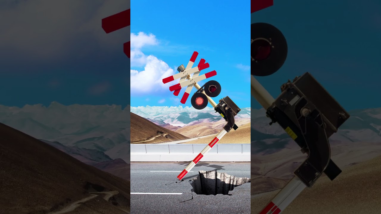Railroad Crossing Over a Collapsed Road #Shorts